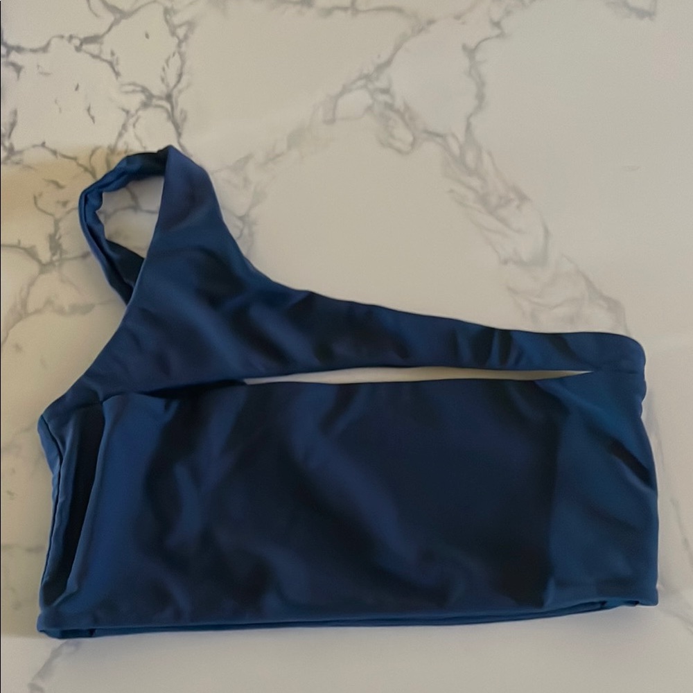 Mikoh one shoulder swim top. Size small. Never worn. Navy blue.